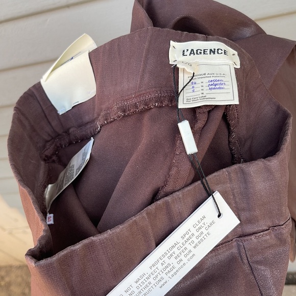 L'AGENCE Rochelle Coated Jeans- Mahogany Coated super skinny pull-on large NWT - Picture 6 of 7